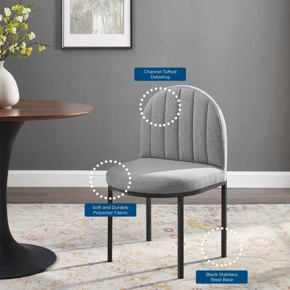 Isla Channel Tufted Upholstered Fabric Dining Side Chair, Black Light Gray