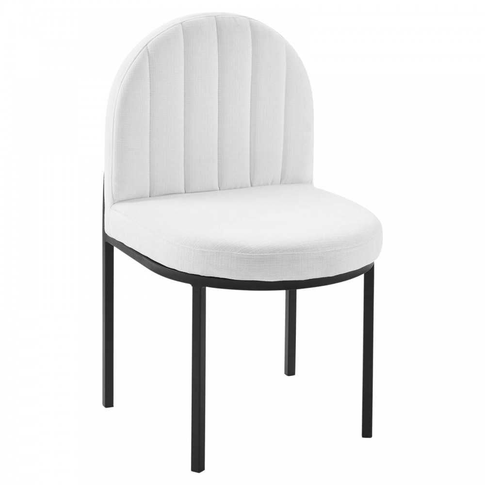 Isla Channel Tufted Upholstered Fabric Dining Side Chair, Black White
