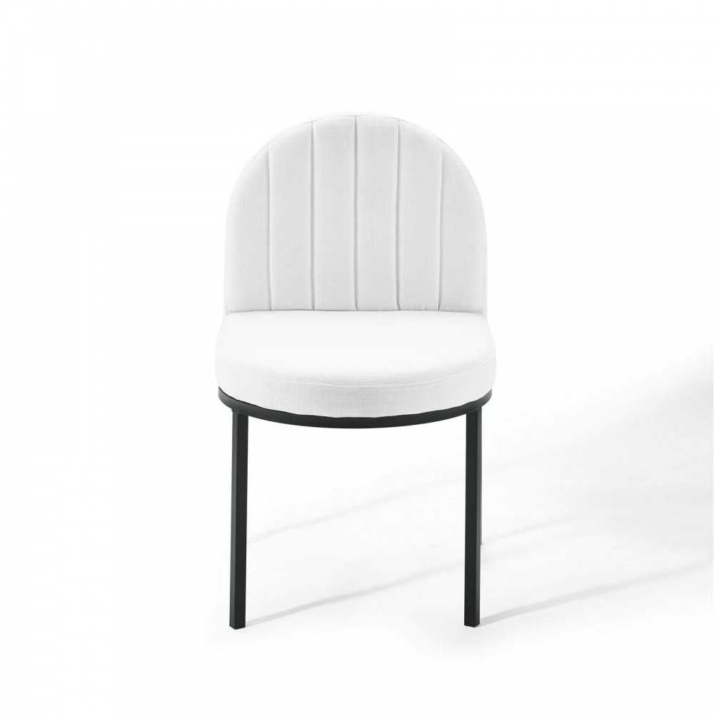 Isla Channel Tufted Upholstered Fabric Dining Side Chair, Black White