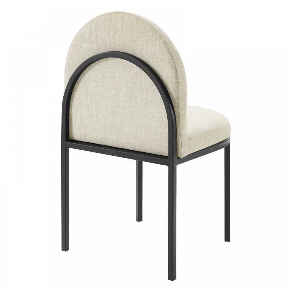 Isla Channel Tufted Upholstered Fabric Dining Side Chair, Black Beige