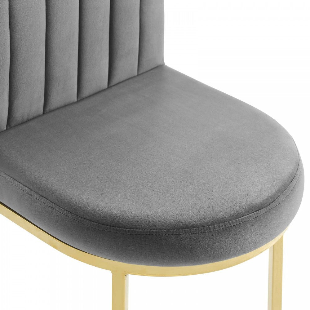 Isla Dining Side Chair Performance Velvet Set of 2, Gold Gray