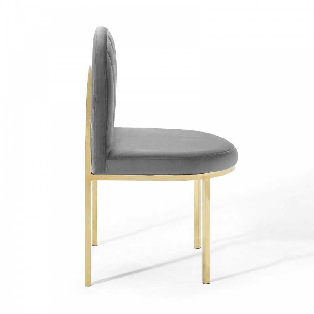 Isla Dining Side Chair Performance Velvet Set of 2, Gold Gray