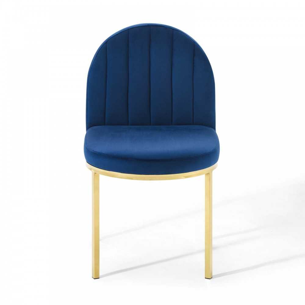 Isla Dining Side Chair Performance Velvet Set of 2, Gold Navy