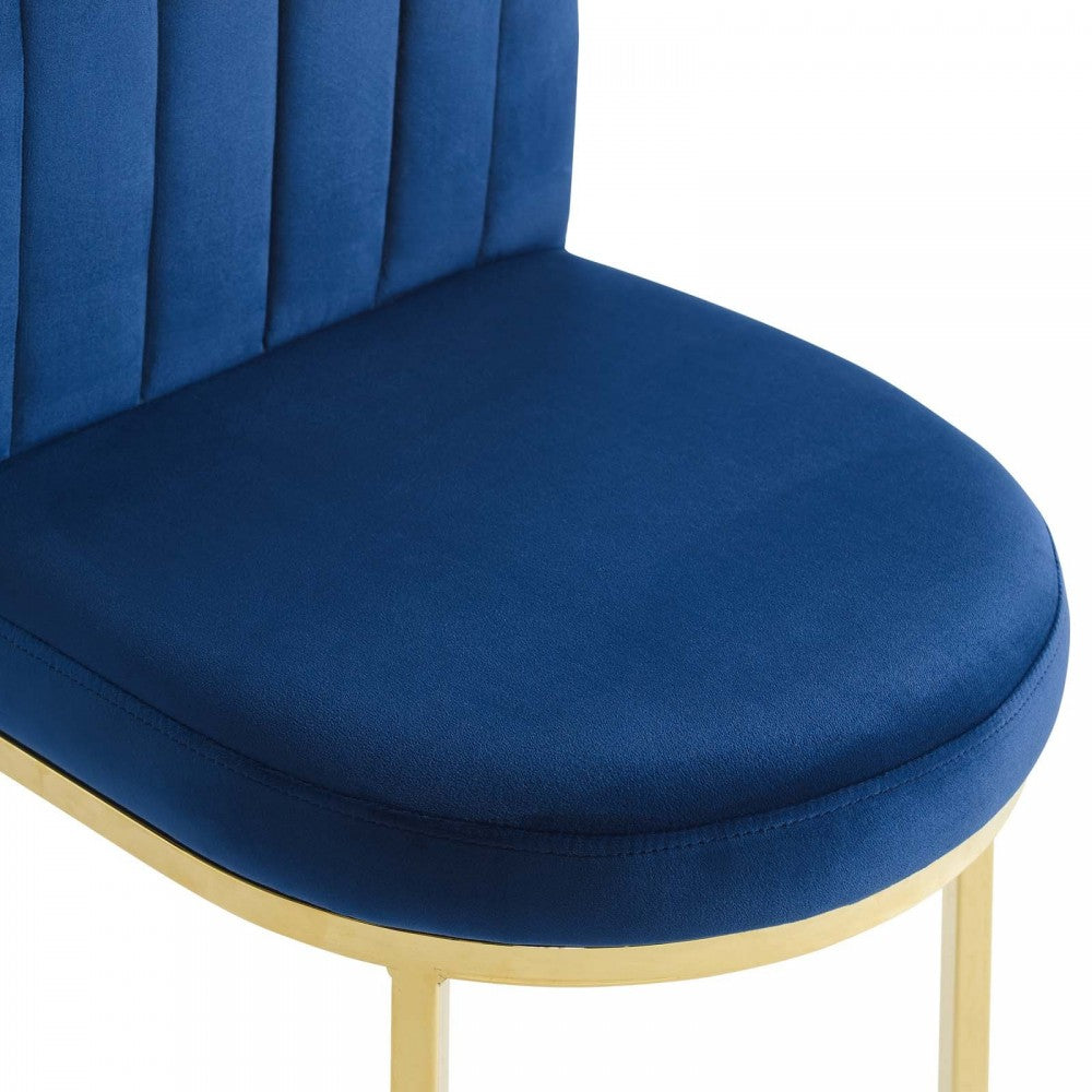 Isla Dining Side Chair Performance Velvet Set of 2, Gold Navy