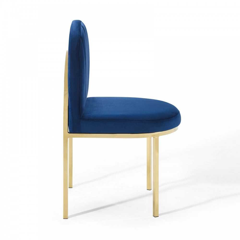 Isla Dining Side Chair Performance Velvet Set of 2, Gold Navy
