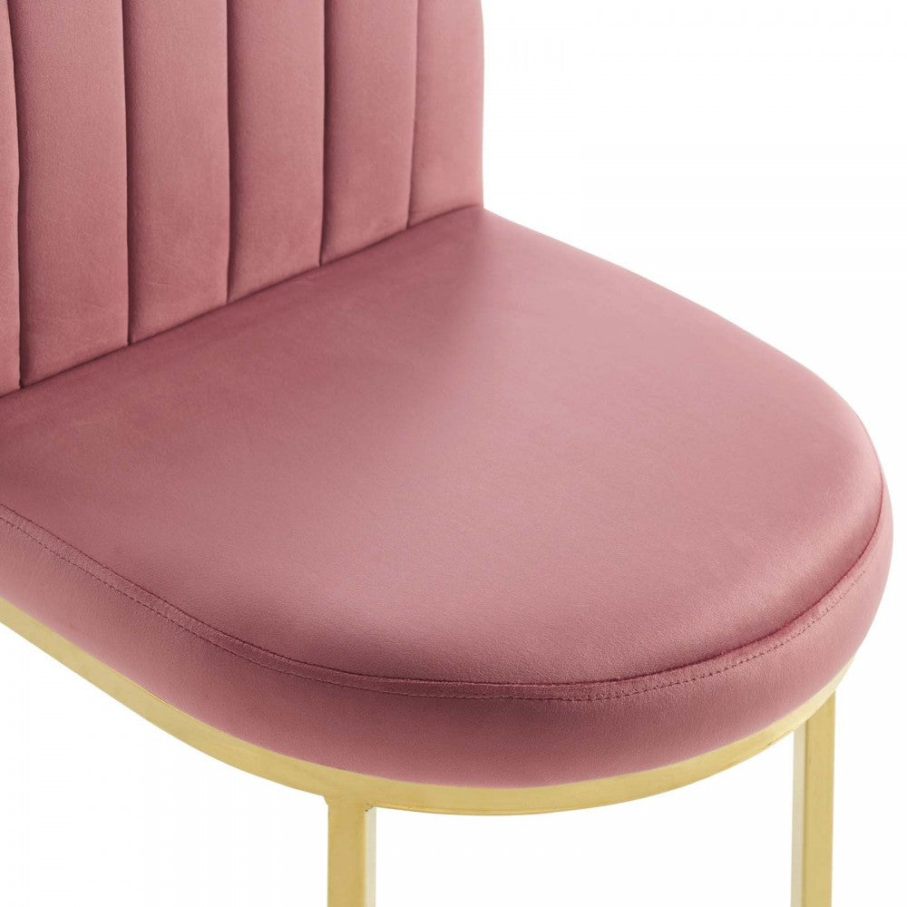 Isla Dining Side Chair Performance Velvet Set of 2, Gold Dusty Rose