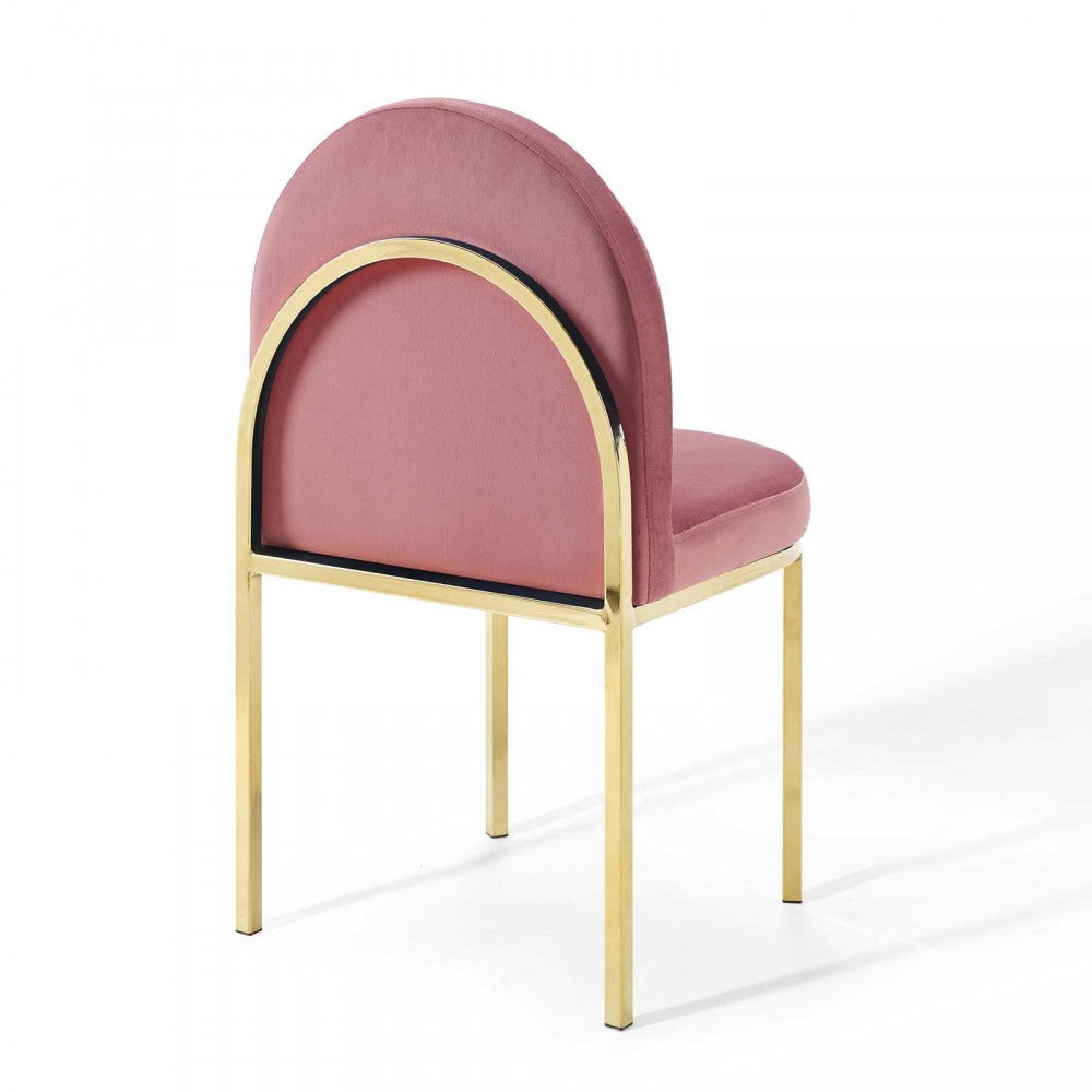 Isla Dining Side Chair Performance Velvet Set of 2, Gold Dusty Rose