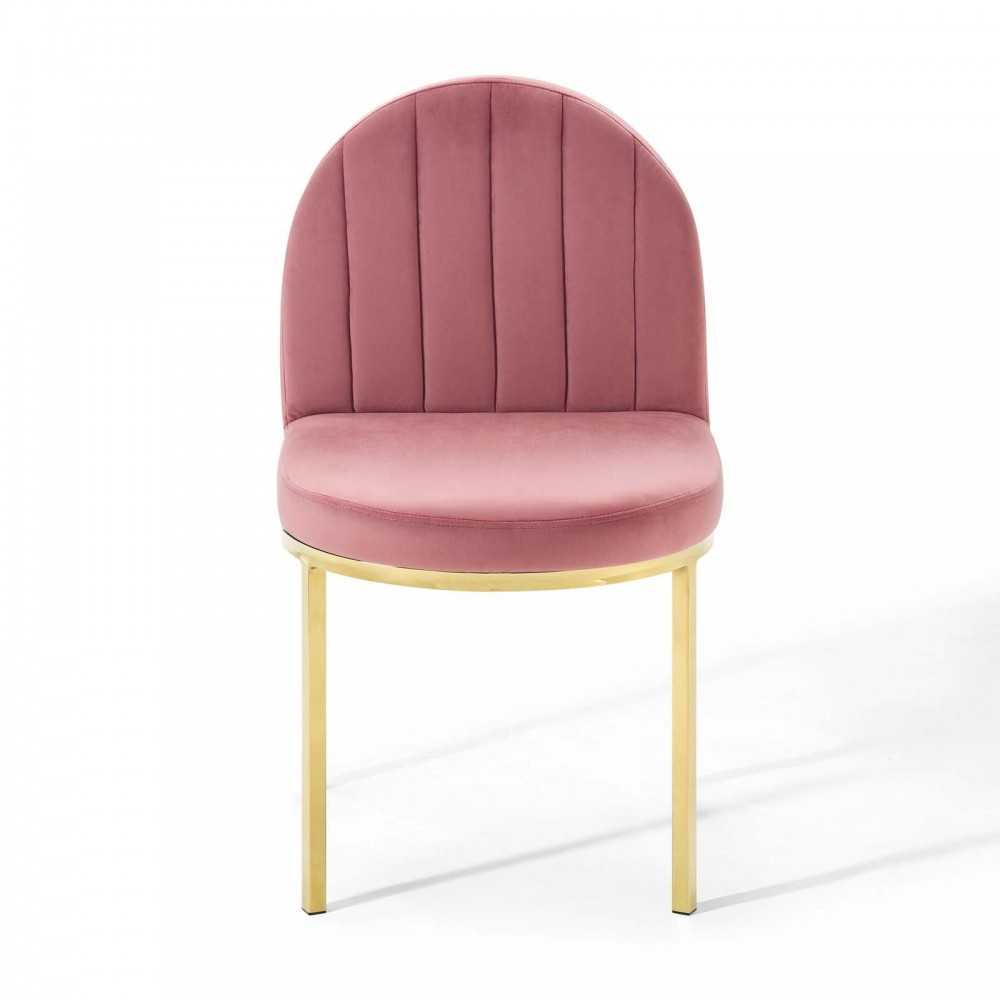 Isla Dining Side Chair Performance Velvet Set of 2, Gold Dusty Rose
