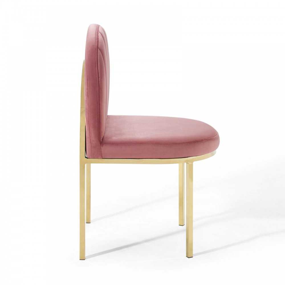 Isla Dining Side Chair Performance Velvet Set of 2, Gold Dusty Rose