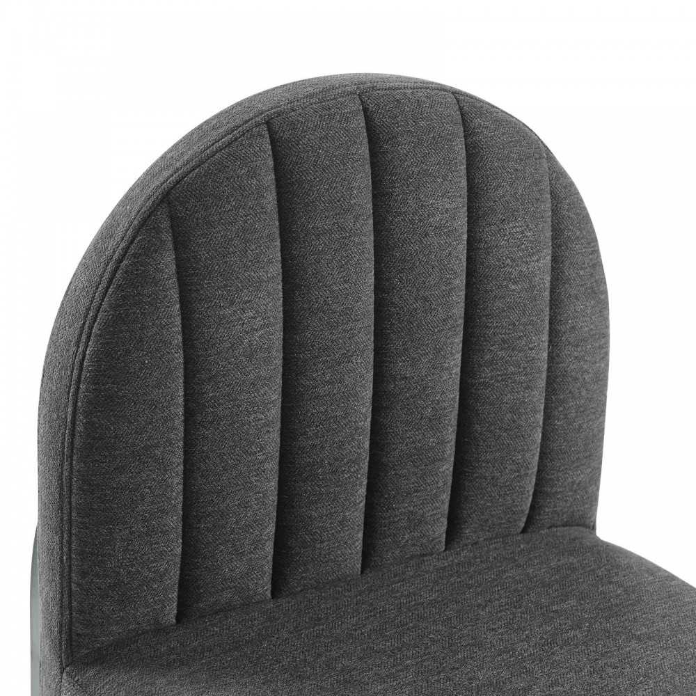 Isla Dining Side Chair Upholstered Fabric Set of 2, Black Charcoal
