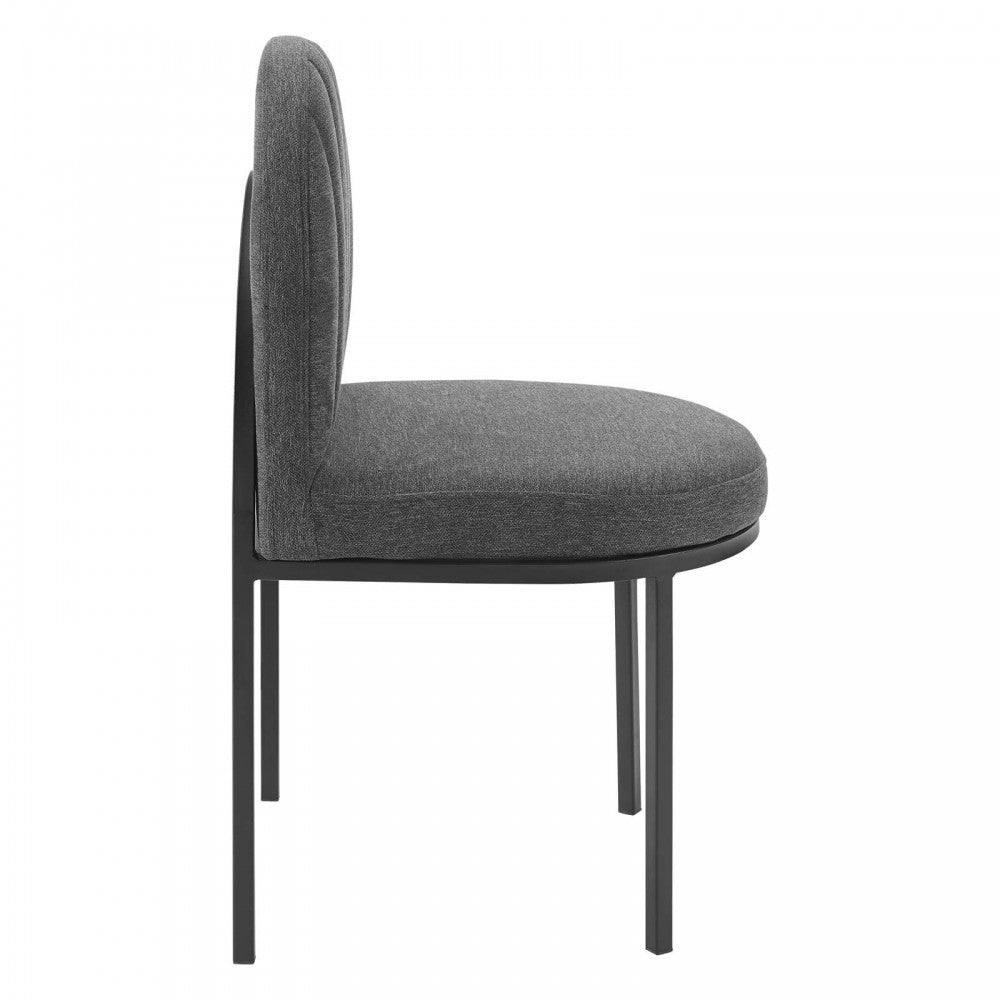 Isla Dining Side Chair Upholstered Fabric Set of 2, Black Charcoal