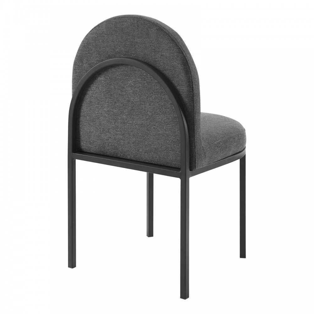 Isla Dining Side Chair Upholstered Fabric Set of 2, Black Charcoal