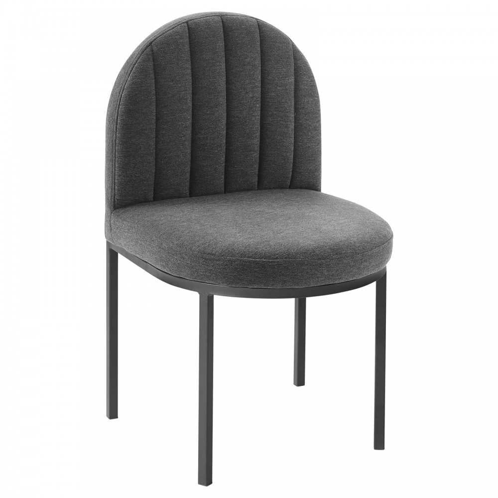 Isla Dining Side Chair Upholstered Fabric Set of 2, Black Charcoal