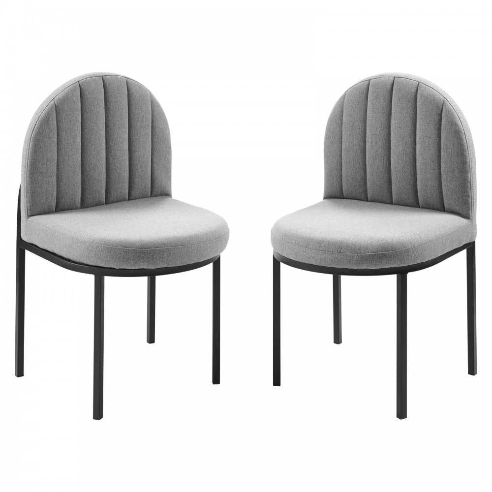 Isla Dining Side Chair Upholstered Fabric Set of 2, Black Light Gray