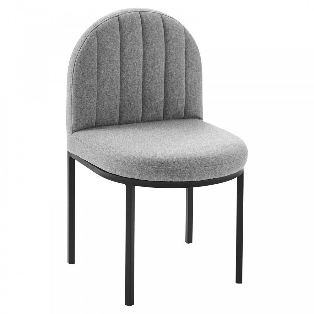 Isla Dining Side Chair Upholstered Fabric Set of 2, Black Light Gray