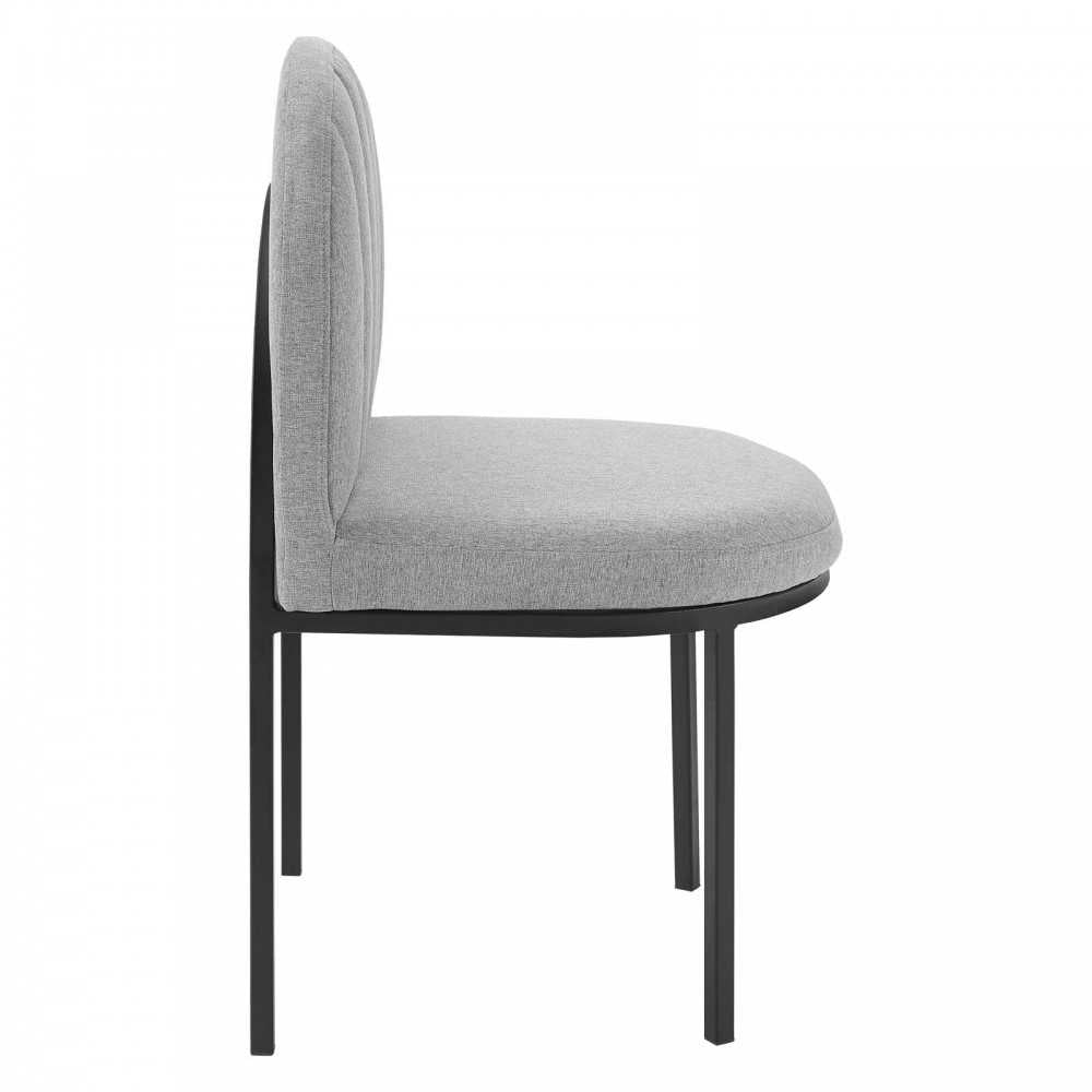 Isla Dining Side Chair Upholstered Fabric Set of 2, Black Light Gray