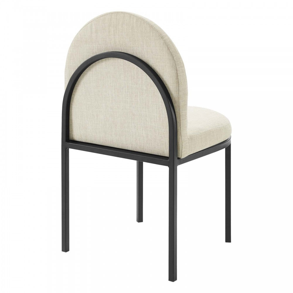 Isla Dining Side Chair Upholstered Fabric Set of 2, Black Beige