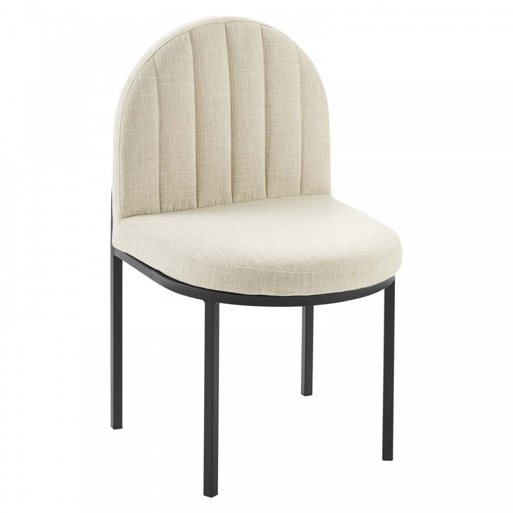 Isla Dining Side Chair Upholstered Fabric Set of 2, Black Beige