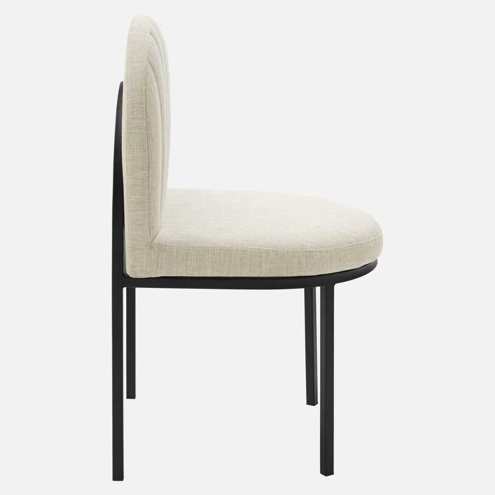 Isla Dining Side Chair Upholstered Fabric Set of 2, Black Beige