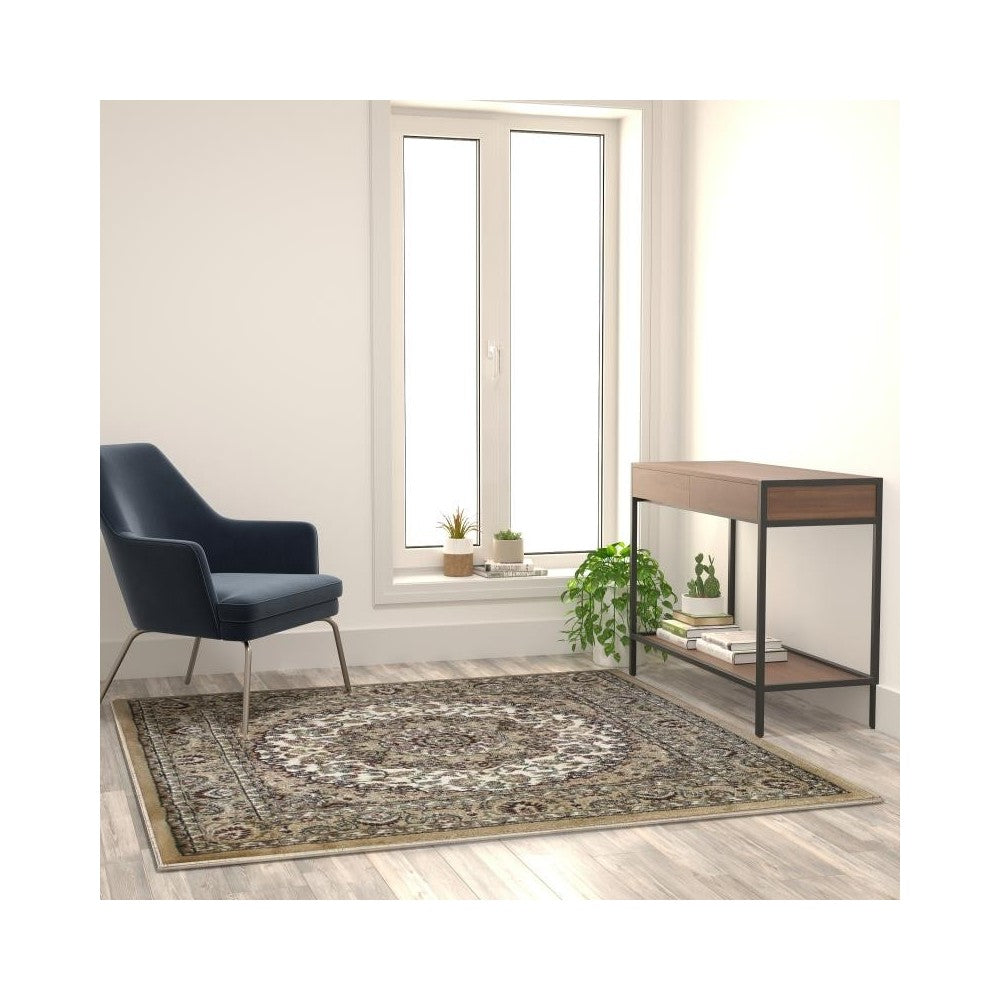 Ivory 5x5 Persian Area Rug