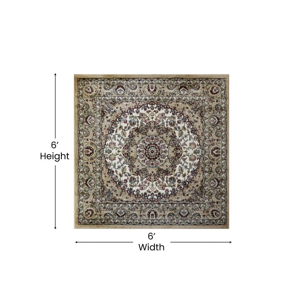 Ivory 5x5 Persian Area Rug