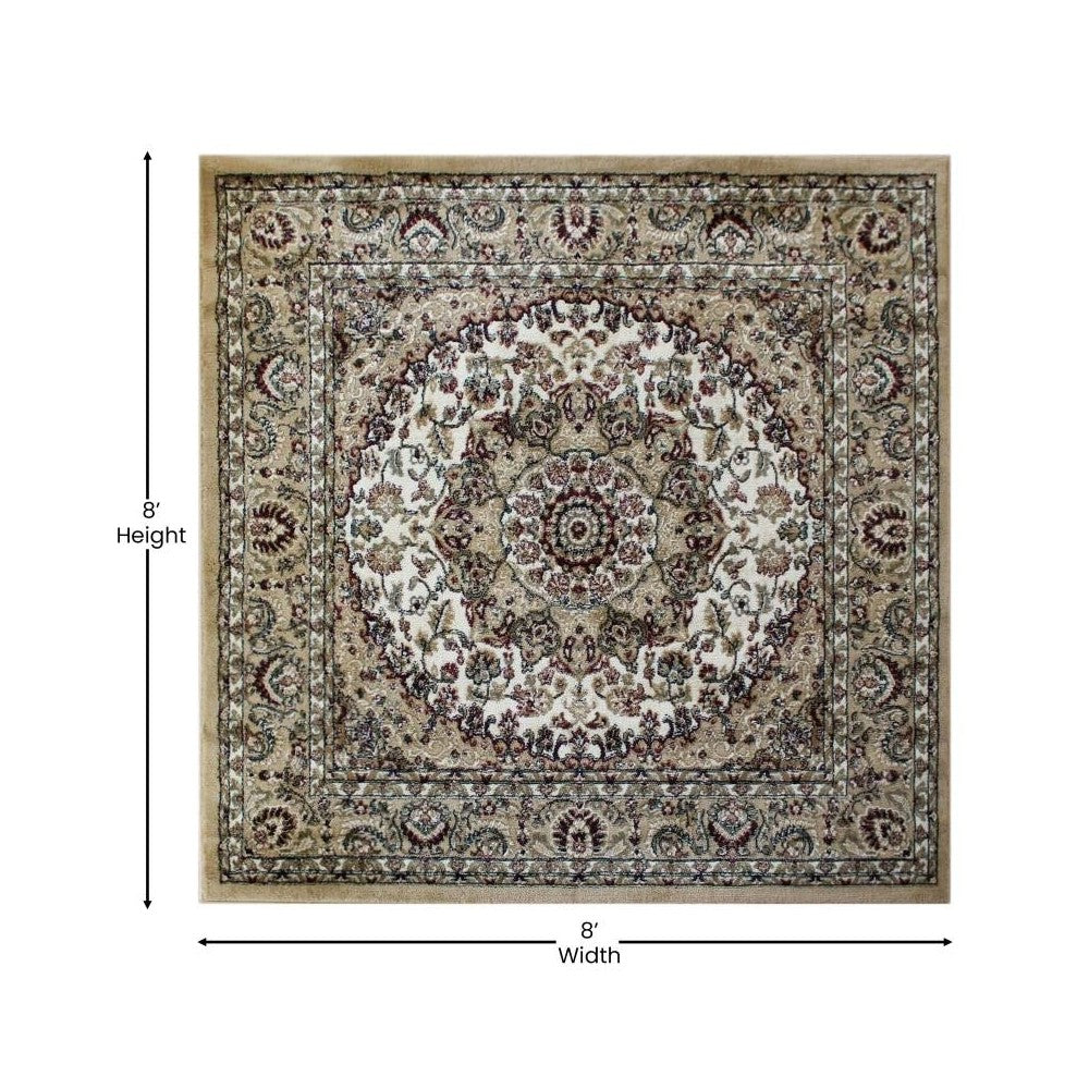 Ivory 7x7 Persian Area Rug