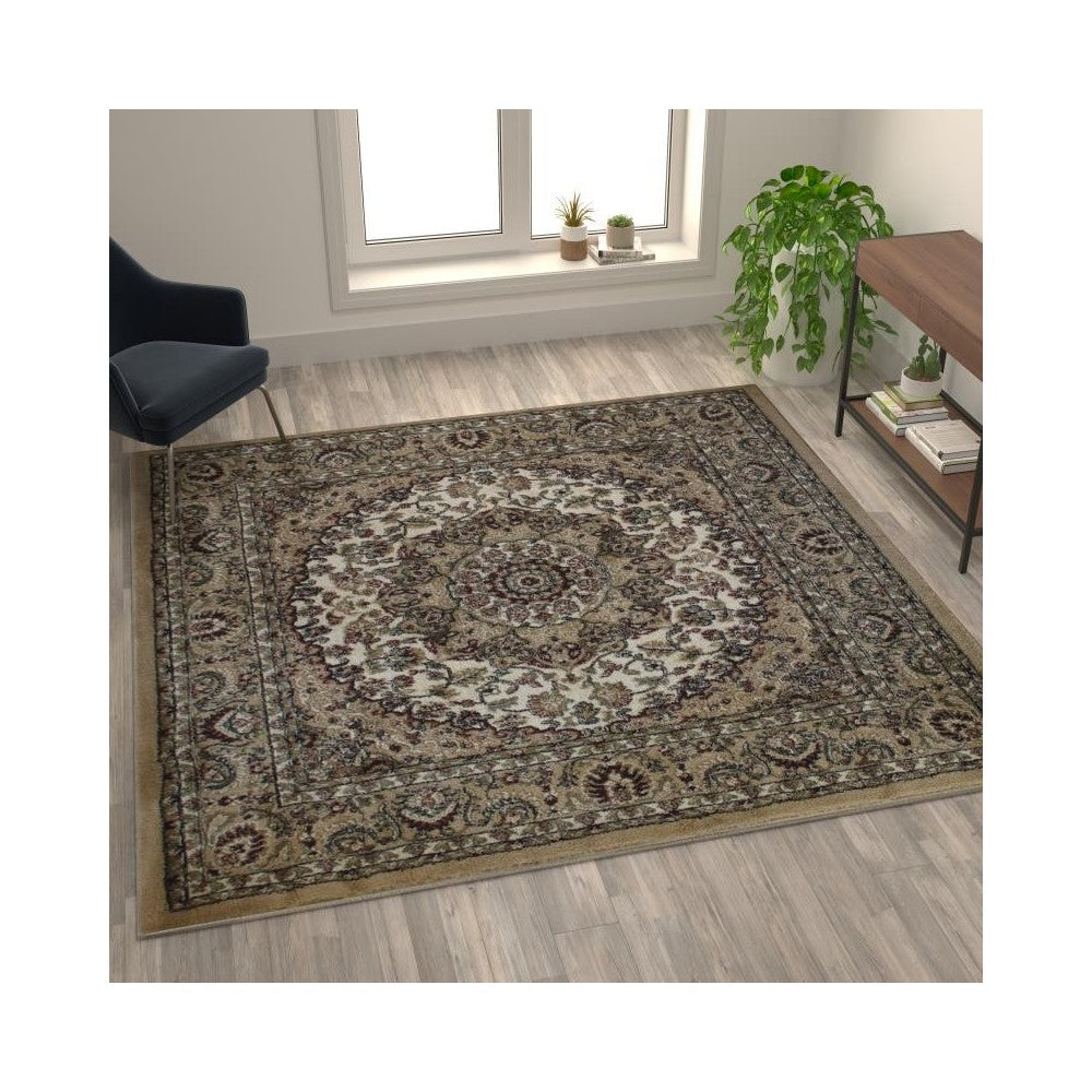 Ivory 7x7 Persian Area Rug