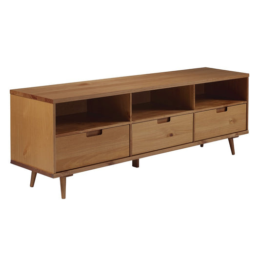 Ivy 70" 3 Drawer Solid Wood TV Stand - Caramel