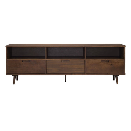 Ivy 70" 3 Drawer Solid Wood TV Stand - Walnut