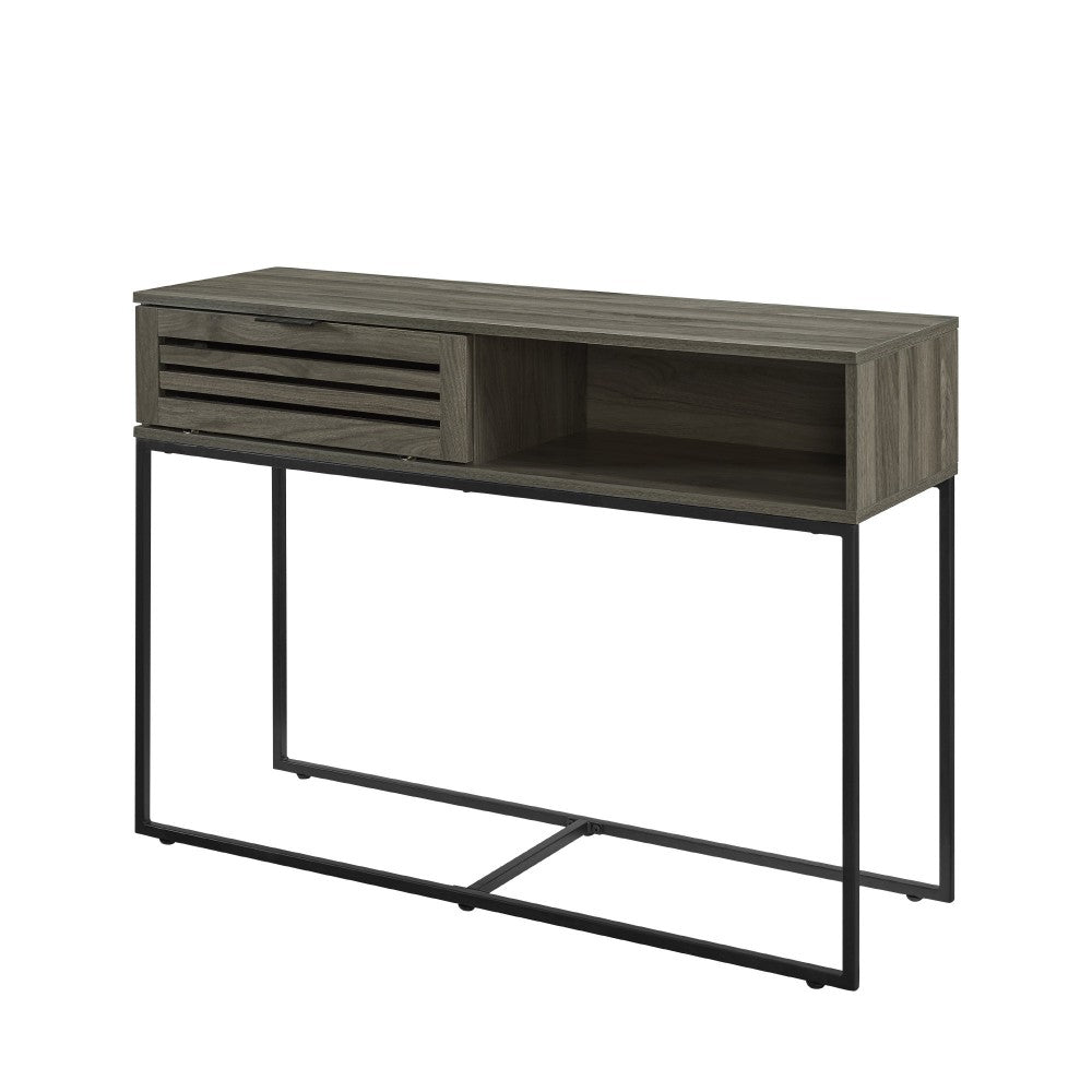 Jackson 42" Modern Slat Door Entry Table - Slate Gray