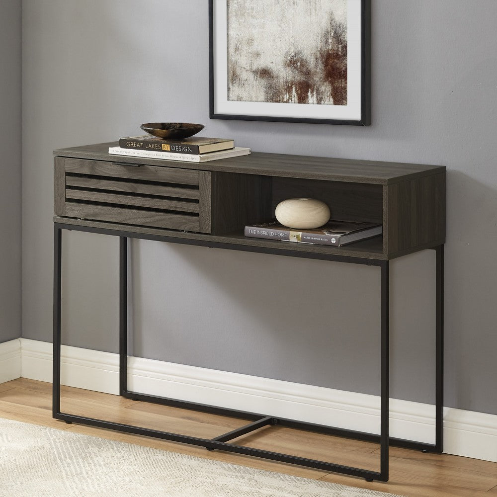 Jackson 42" Modern Slat Door Entry Table - Slate Gray