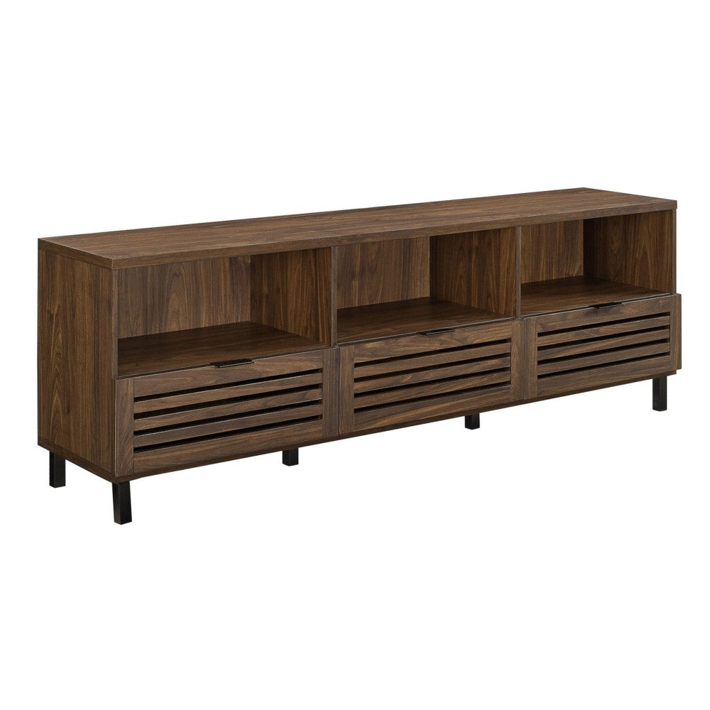 Jackson 70" Modern Slat Door TV Stand - Dark Walnut