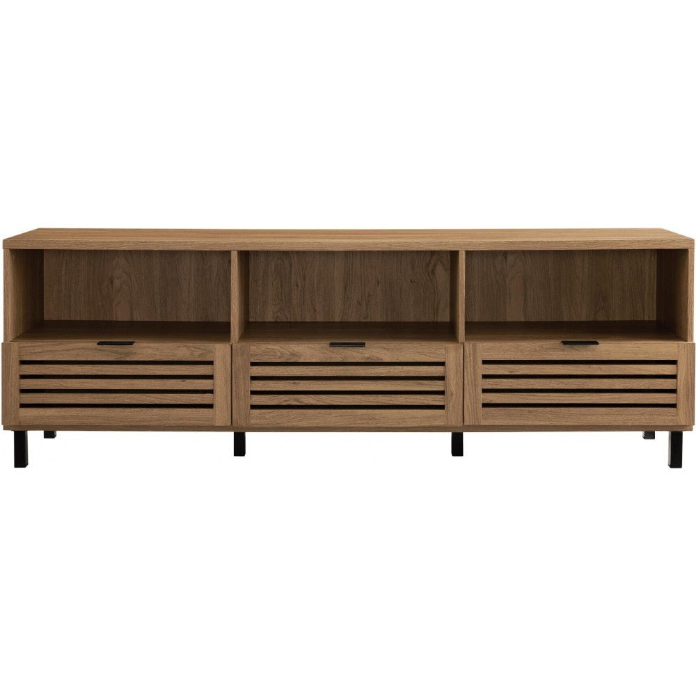 Jackson 70" Modern Slat Door TV Stand - English Oak