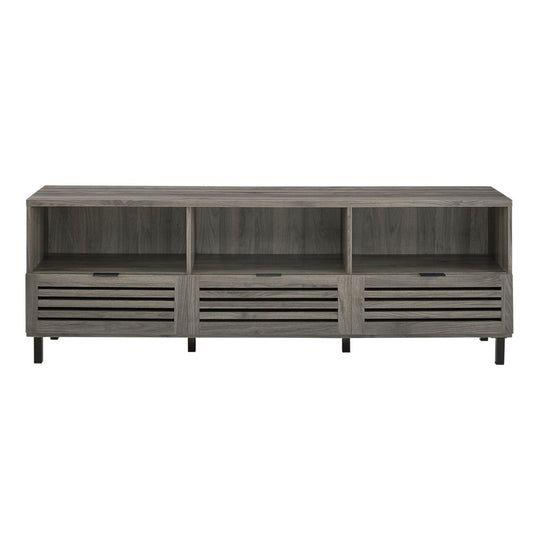 Jackson 70" Modern Slat Door TV Stand - Slate Gray