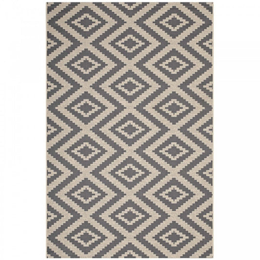 Jagged Geometric Diamond Trellis 4x6 Indoor and Outdoor Area Rug