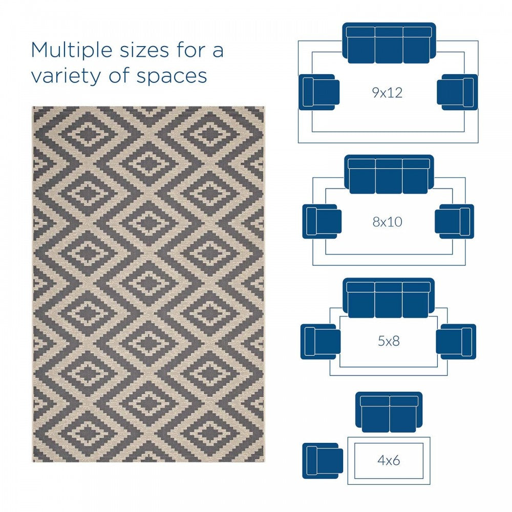 Jagged Geometric Diamond Trellis 4x6 Indoor and Outdoor Area Rug