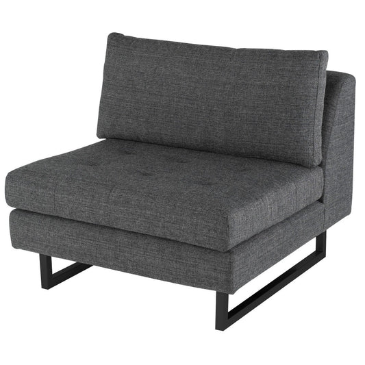 Janis Dark Gray Tweed Fabric Armless Sofa Seat, HGSC544