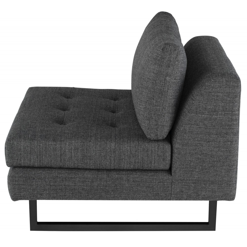 Janis Dark Gray Tweed Fabric Armless Sofa Seat, HGSC544
