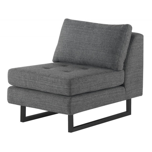 Janis Dark Gray Tweed Fabric Armless Sofa Seat, HGSC554