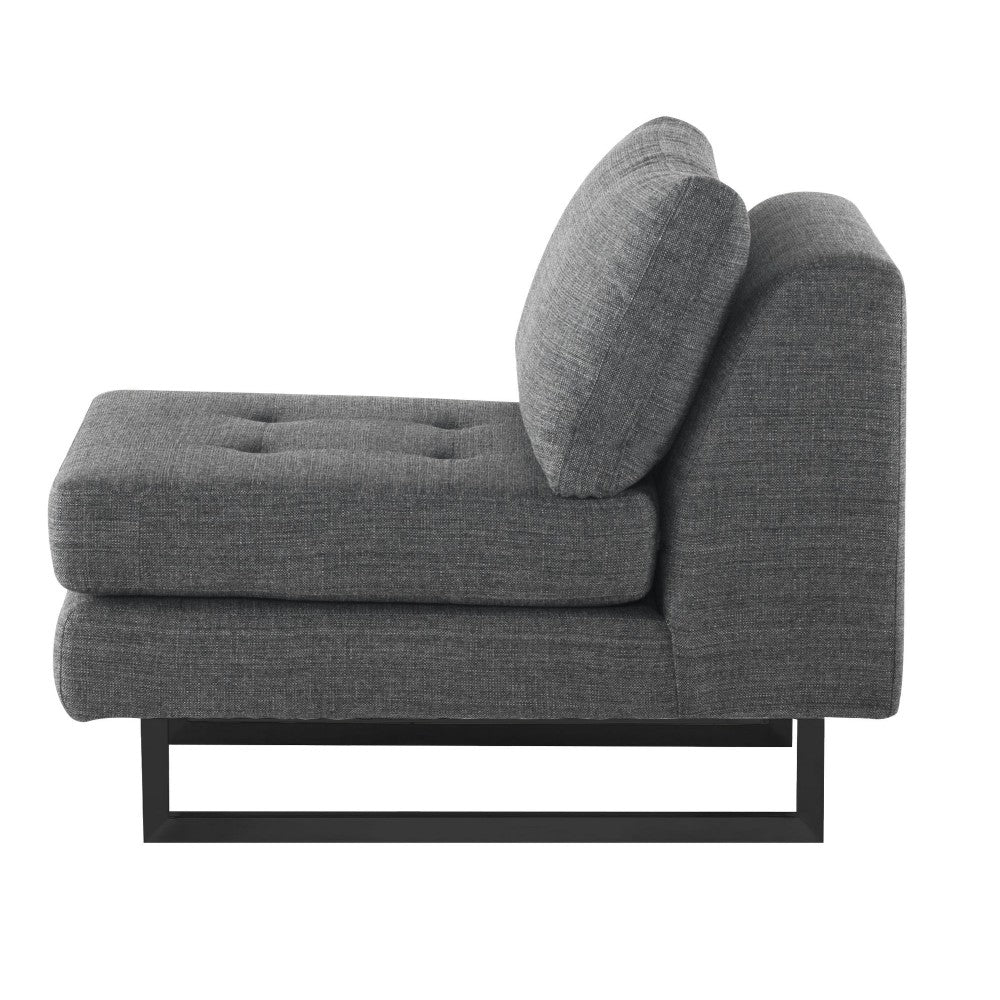 Janis Dark Gray Tweed Fabric Armless Sofa Seat, HGSC554