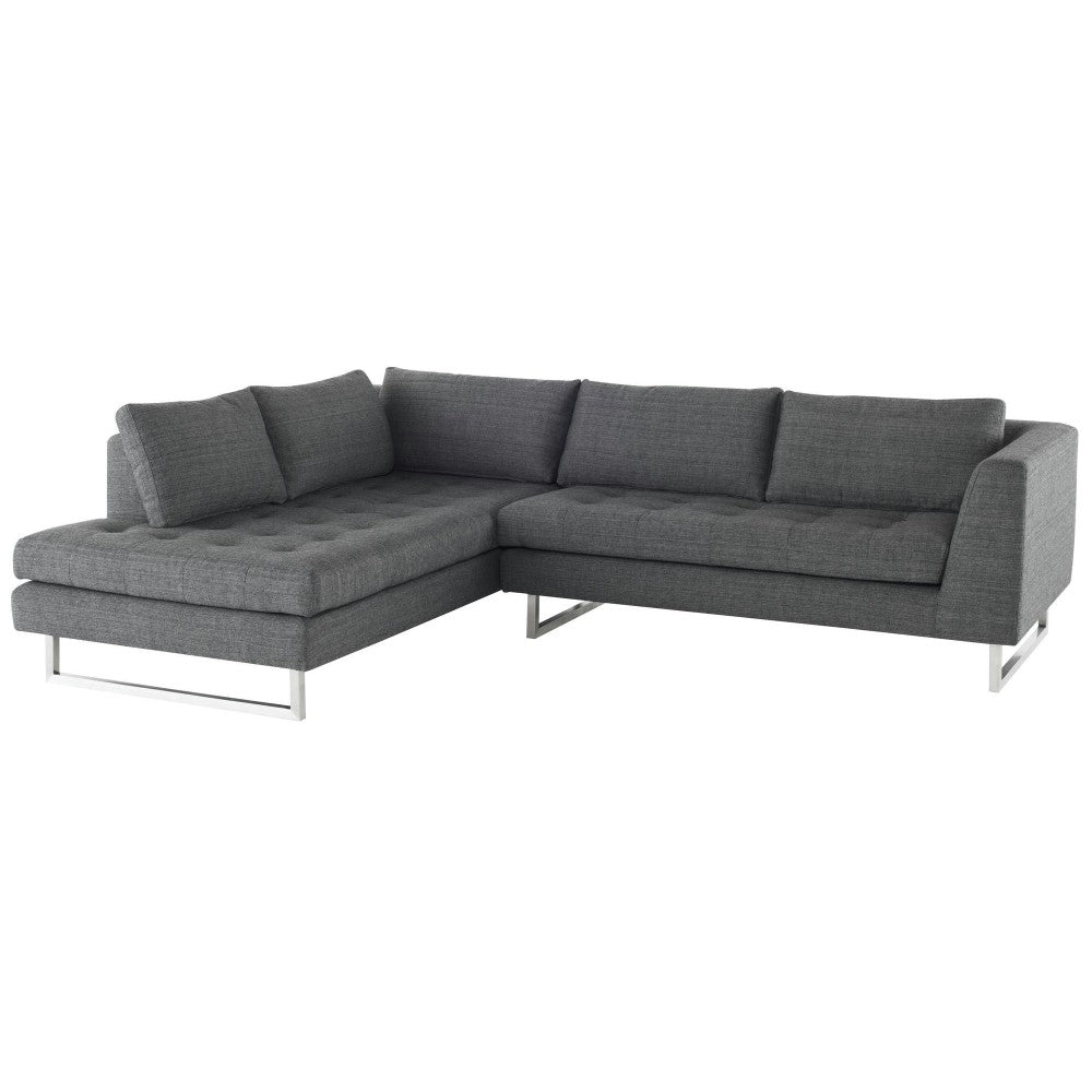 Janis Dark Gray Tweed Fabric Sectional Sofa, HGSC266