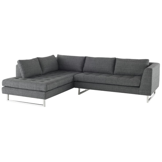 Janis Dark Gray Tweed Fabric Sectional Sofa, HGSC266