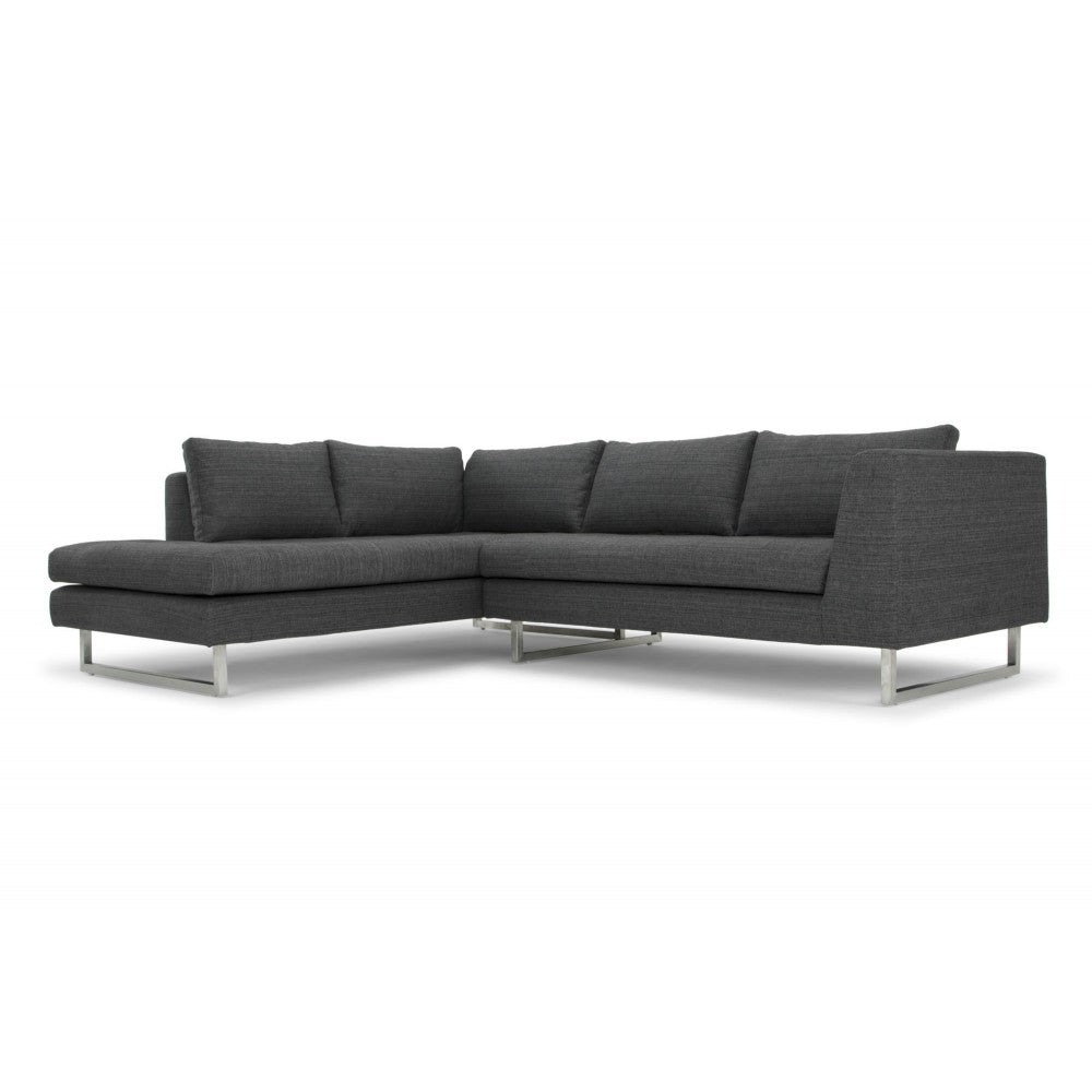 Janis Dark Gray Tweed Fabric Sectional Sofa, HGSC266
