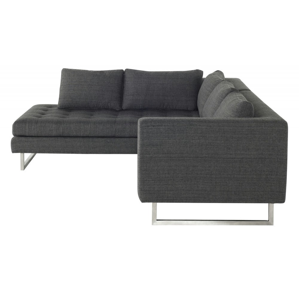 Janis Dark Gray Tweed Fabric Sectional Sofa, HGSC266