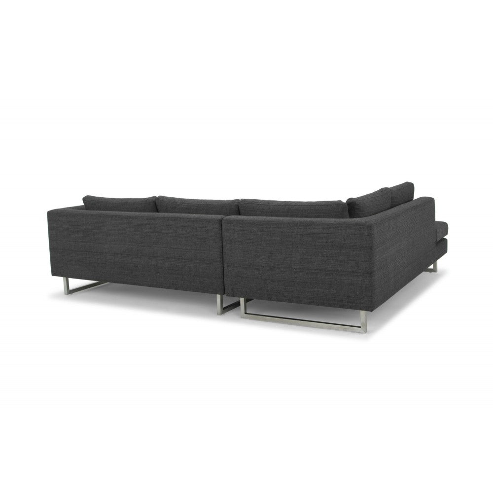 Janis Dark Gray Tweed Fabric Sectional Sofa, HGSC266