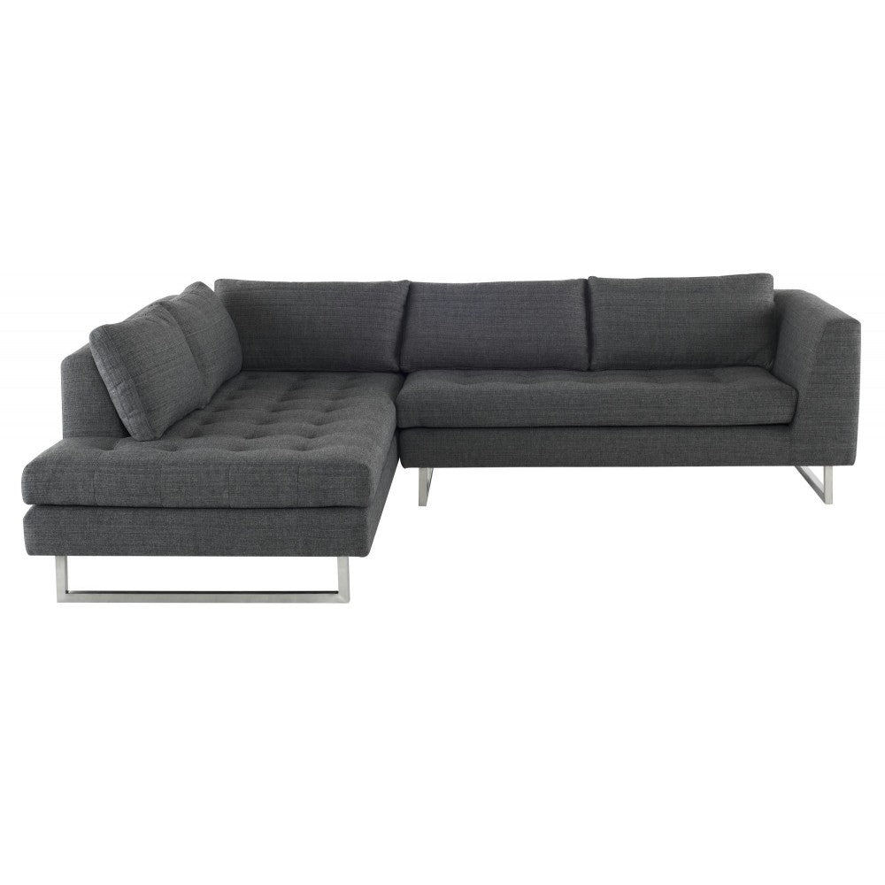 Janis Dark Gray Tweed Fabric Sectional Sofa, HGSC266