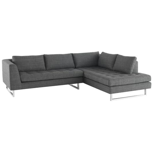 Janis Dark Gray Tweed Fabric Sectional Sofa, HGSC267