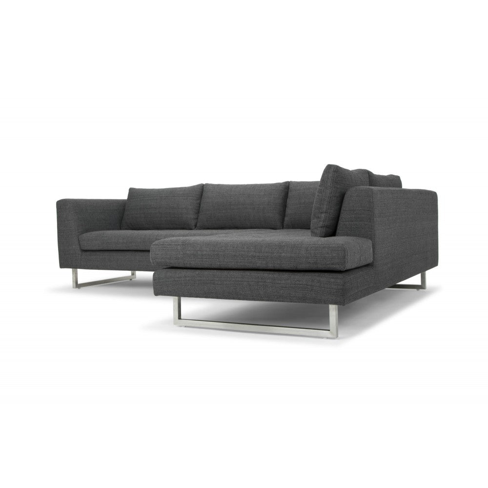 Janis Dark Gray Tweed Fabric Sectional Sofa, HGSC267