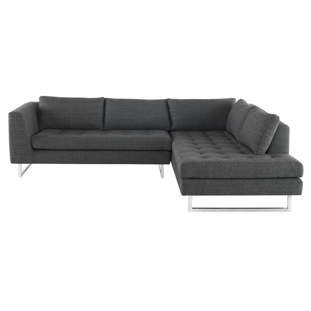Janis Dark Gray Tweed Fabric Sectional Sofa, HGSC267
