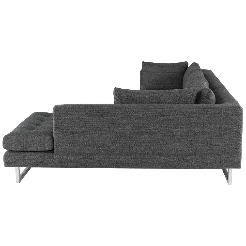 Janis Dark Gray Tweed Fabric Sectional Sofa, HGSC267
